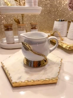 White And Gold Leaf Milk Dispenser