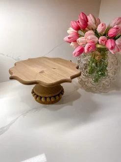 Unique Beaded Wood Cake Stand