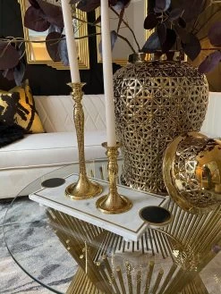 Marble Footed Tray W/ Black Circles