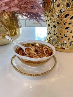 Gold And White Snack Bowl And Spoon Set -Home Essentials Shop image e04e689e 2ff5 4e6d 9466 09cf80931259 new