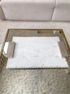 Marble Tray W/ Silver Edge And Textured Handles -Home Essentials Shop image e393a561 37d3 4611 9849 6343d7a595fb new