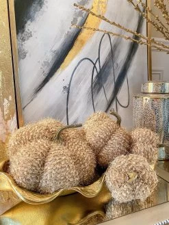 Beige Fringe Pumpkin (3 Sizes)