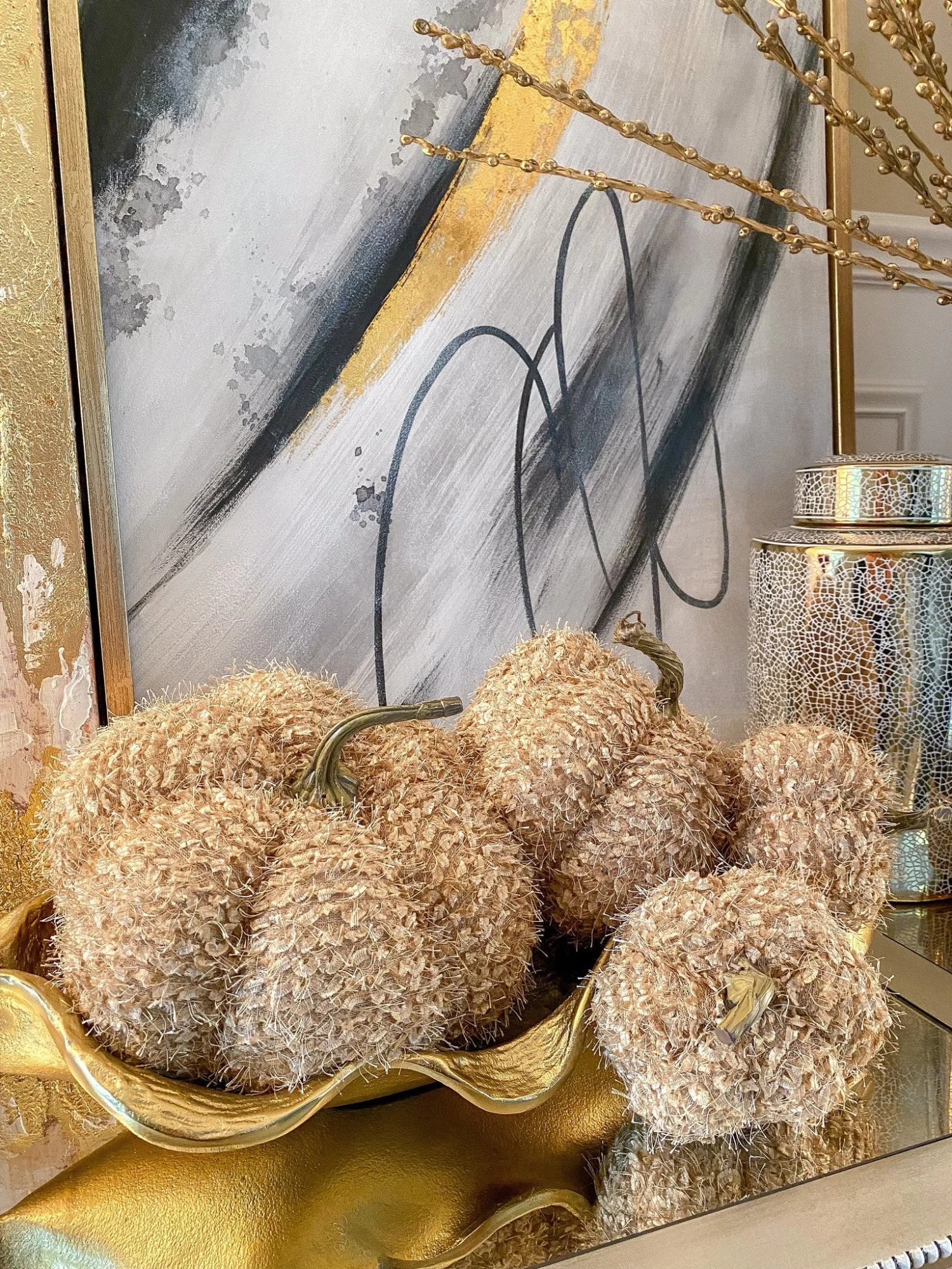 Beige Fringe Pumpkin (3 Sizes) 3 Beige Fringe Pumpkin (3 Sizes)