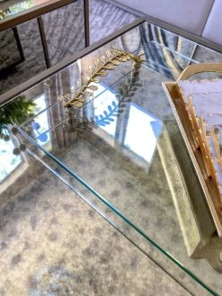 Glass Tray With Gold Metal Leaf Handles From The Jasmine Collection -Home Essentials Shop image f116f599 888d 44d5 8846 b09ef238af48 new