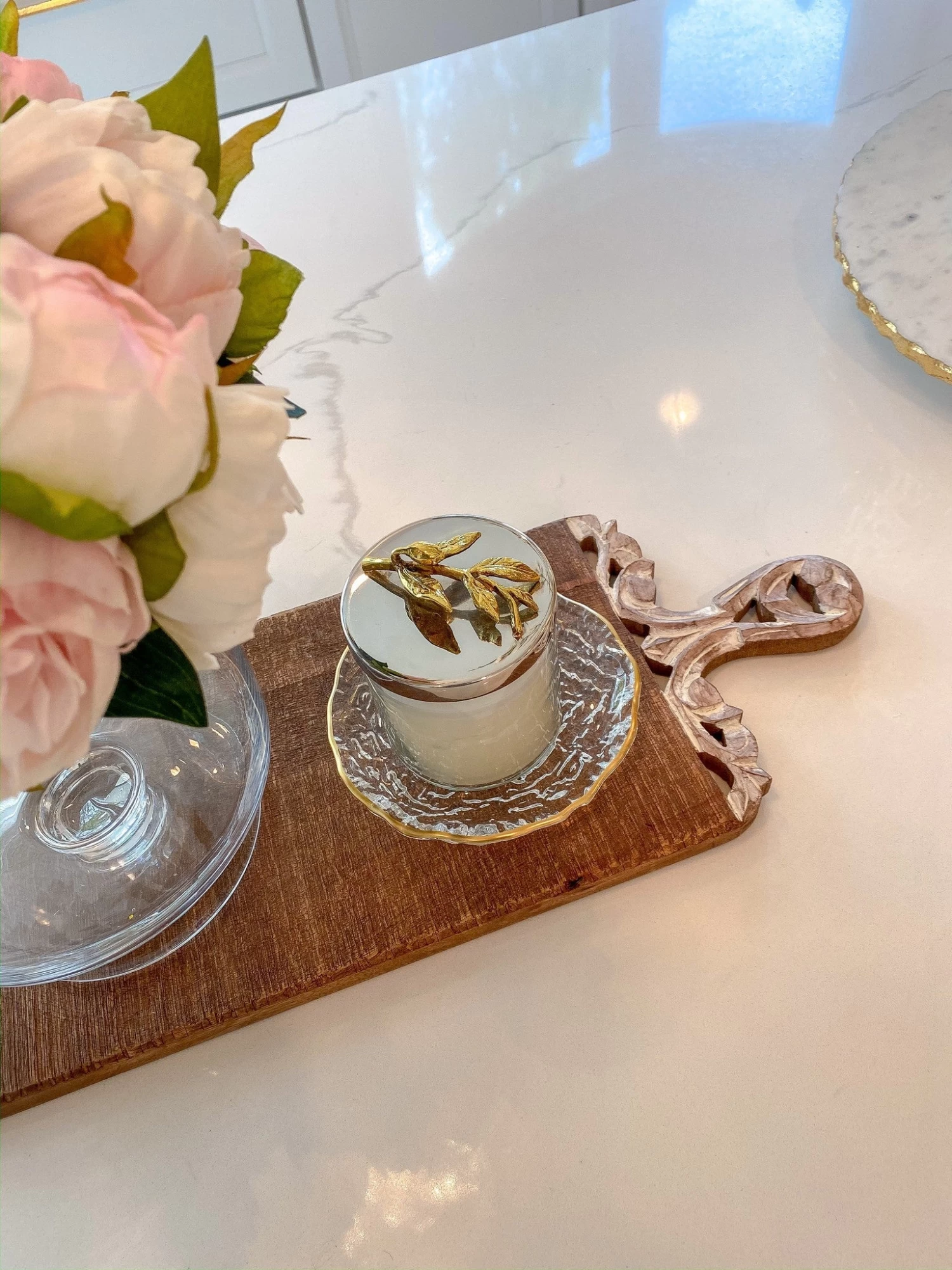 Mango Wood Scroll Handle Serving Trays (2 Styles) 4 Mango Wood Scroll Handle Serving Trays (2 Styles) - Image 2