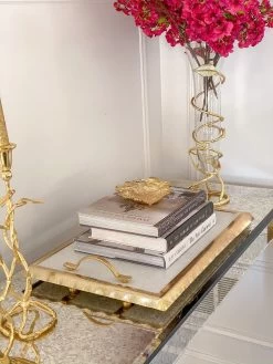 Large Rectangular Marble Tray With Gold Metal Handles And Gold Ruffle Border -Home Essentials Shop image f706930f 1f6e 455e ae1f c2698e529aec new 1