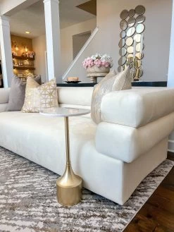 Gold Metal Accent Table With Marble Top