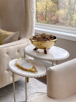 Gold Bowl With Wooden Legs