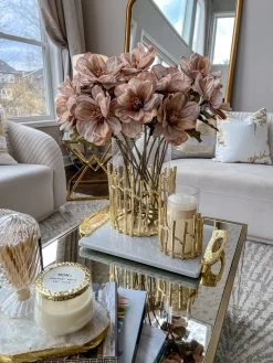 Glass Hurricane/Faux Floral Vase With Gold Twig Design (3 Sizes) -Home Essentials Shop image ff962e8b cdfd 46a1 b1a1 aeb4a98f9d58 1