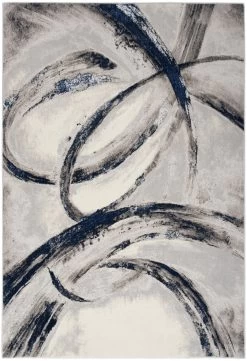 Inspire Me! Home Décor Brushstrokes Area Rug - Grey/Navy