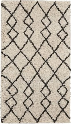 Geometric Shag Area Rug - Ivory/Charcoal