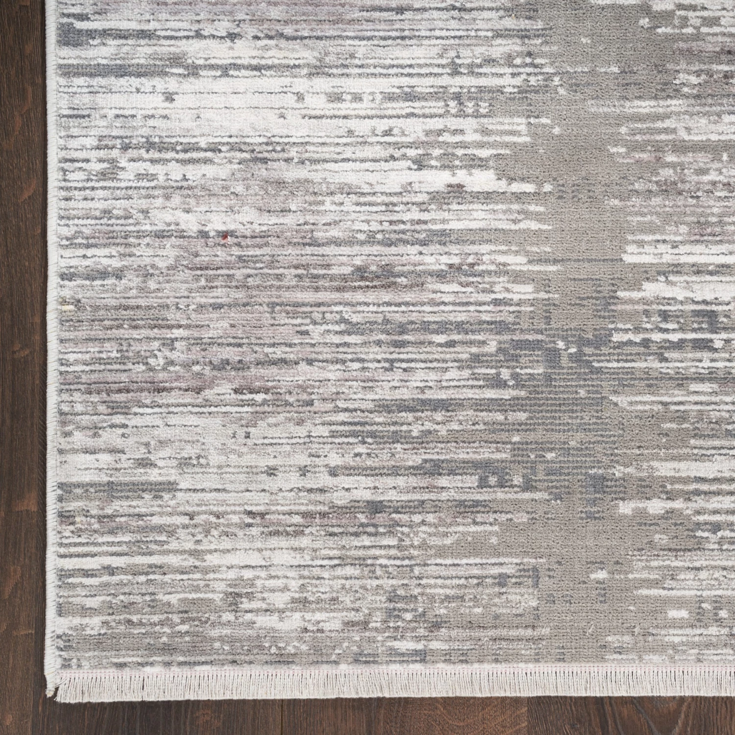 Modern Abstract Area Rug - Grey White 6 Modern Abstract Area Rug - Grey White - Image 4